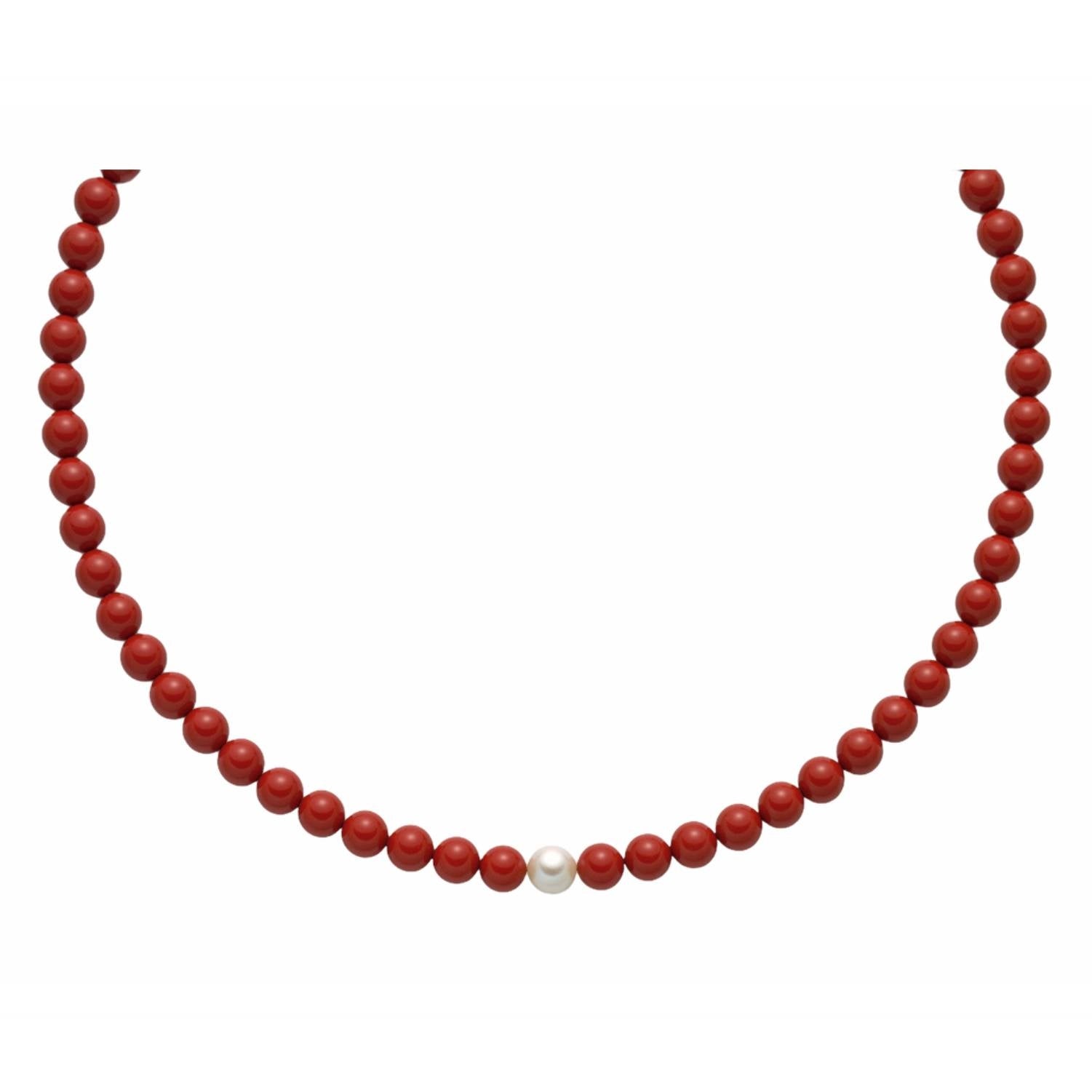 Collana Donna Miluna Argento 925 Perle Pasta Corallo Rosso Terra Mare PCL4437